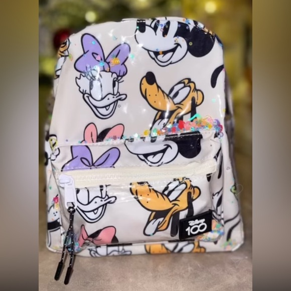 Disney Other - NWOT ZARA Disney 100 years small glitter character vinyl  backpack